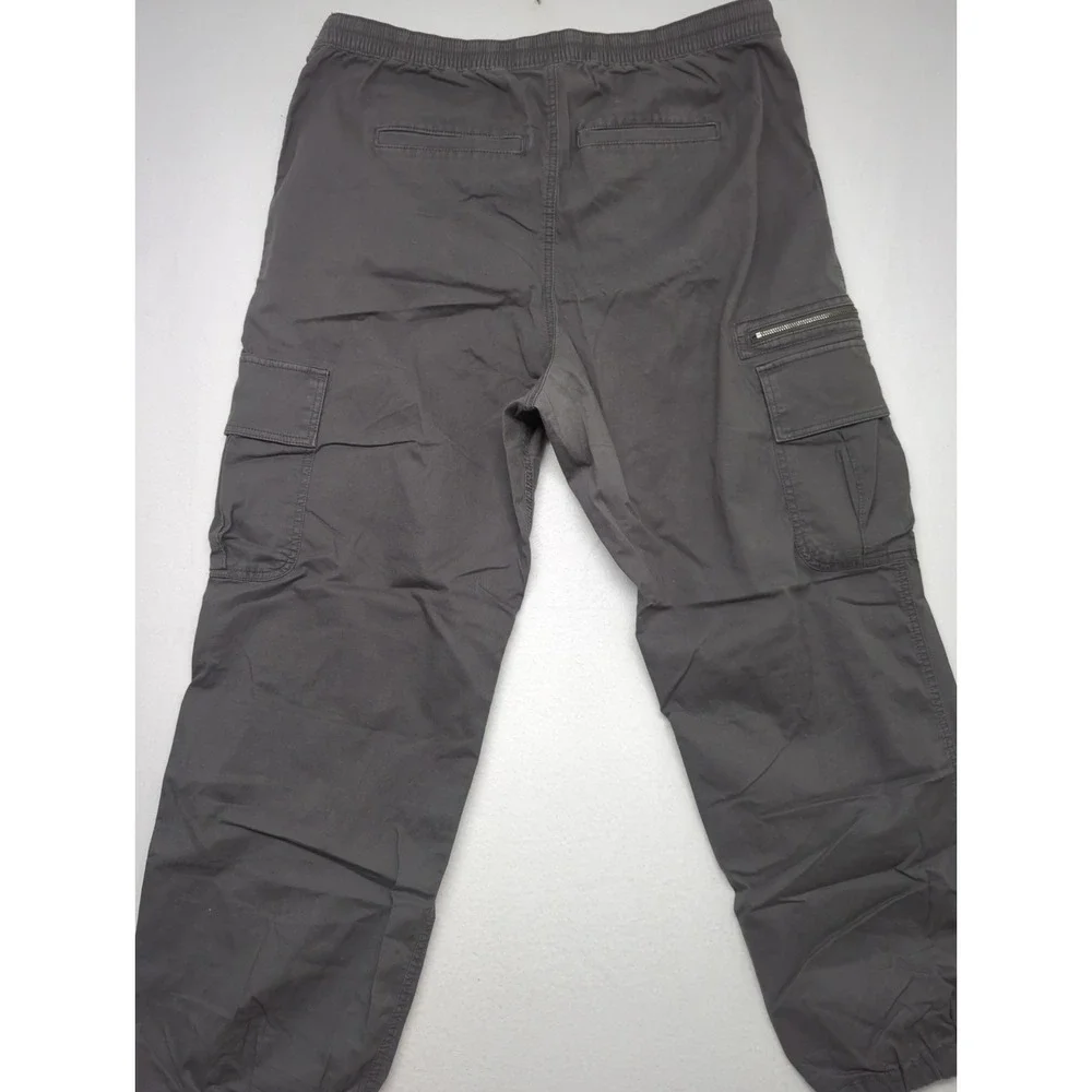 Hollister Cargo Baggy Pants Gray Mens XL Drawstring Parachute Knit